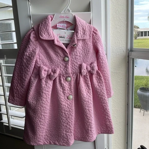 NWT Little Lass 3-Piece Set - Quilted Coat, Satin Floral Dress & Handbag 2T - Picture 2 of 14